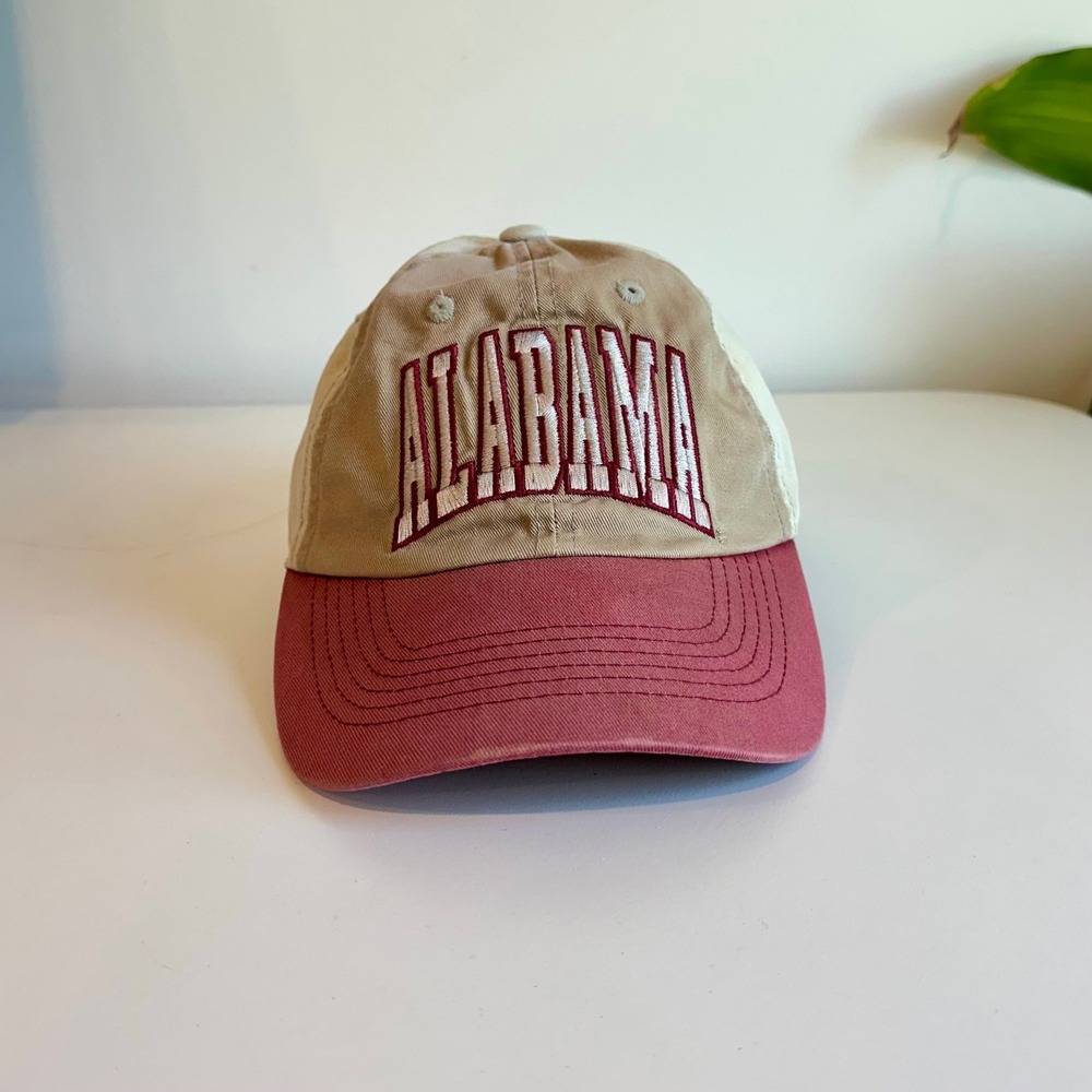 Alabama Crimson Tide NCAA Baseball Cap Hat Khaki Crimson‎ Adjustable Strapback